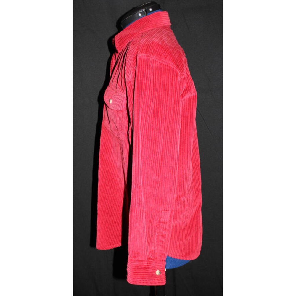 Eddie Bauer Corduroy L/S Button Up Shirt Shacket Womens M Petite Red 100% Cotton - Picture 7 of 12